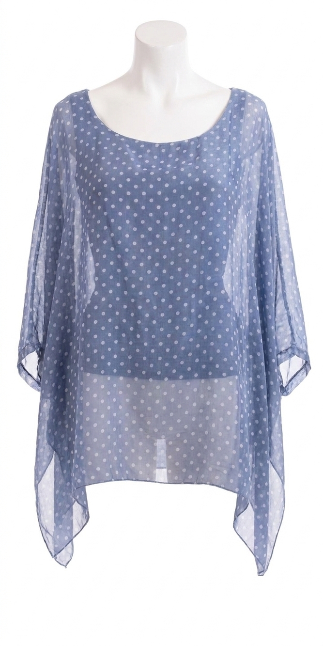 NEW GIGI MODA camila kaftan scoop neck top in blue